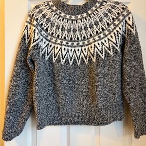 Rachel Black and White Nordic Pattern Sweater